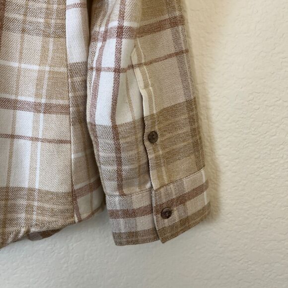 Kuhl Kamila Flannel Women Size M Copper Plaid Button Up Outdoor Casual Top Hike - Picture 15 of 16
